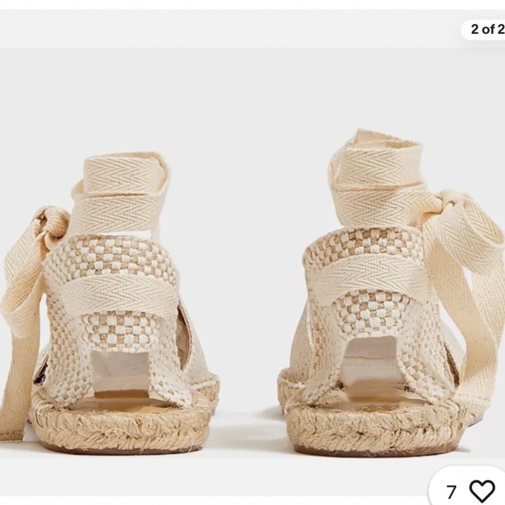 J. Crew Espadrille Flats Womens Cream Lace Up Ankle Tie Jute Sole 6